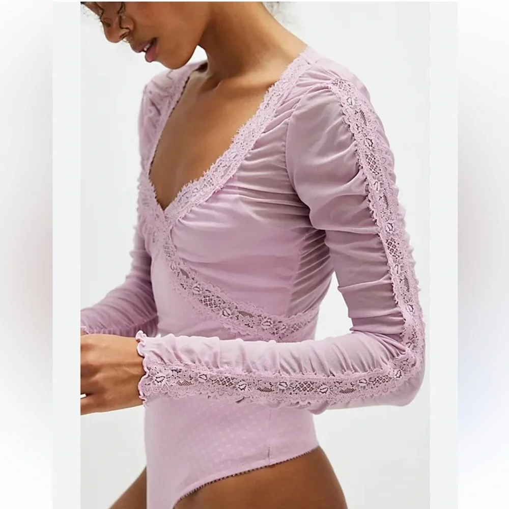 Intimately Free People  Women's Forever Young Bodysuit Plum Blossom Size S